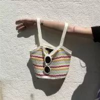 扑啦啦韩风Chic彩虹条纹针织吊带女夏外穿上衣显瘦无袖短背心