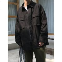 春季长袖衬衫男宽松大口袋ulzzang日系百搭休闲潮流工装衬衣外套