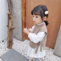 春装女童针织马甲韩版系带洋气外穿儿童宝宝套头背心洋气纯棉线