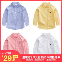 男童纯棉长袖衬衫春装春秋童装儿童宝宝白色衬衣1岁3小童寸潮婴儿