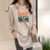 白色短袖t恤女装2019夏季时尚宽松韩版圆领印花体恤上衣打底衫潮