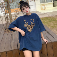 网红ins港风豹纹大版短袖t恤女韩版宽松2019新款夏学生蹦迪上衣潮