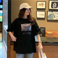 网红港风ins潮短袖t恤女夏2019早春新款宽松丧系上衣服怪味原宿风