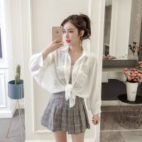 苑茵防晒衣女中长款学生韩版宽松夏季薄款超仙上衣雪纺衬衫外套