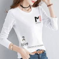 长袖t恤女春秋2019新款韩版宽松百搭白色纯棉体恤上衣女士打底衫