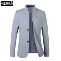 青年帅气休闲西服男士纯色小西装男中国风修身立领中山装外套单西