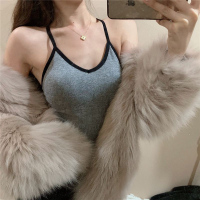 韩风可拆卸胸垫聚拢吊带背心女修身显瘦百搭美背打底上衣无袖