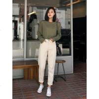 米白色牛仔裤女宽松韩版高腰老爹裤子夏薄2019新款cec直筒阔腿裤