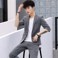 男士休闲七分袖西服套装男潮流网红外套夏季韩版薄款英伦风小西装