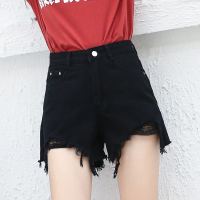 2019新款韩版学生高腰破洞网红黑色牛仔短裤女夏a字宽松阔腿热裤