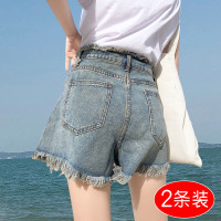 复古毛边高腰牛仔短裤女宽松2019新款夏季显瘦阔腿a字潮chic热裤