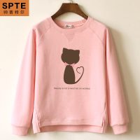 春秋装薄款卫衣女套头衫圆领宽松韩版潮学生ins开叉外套无帽上衣