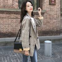 格子西装外套女短款春秋2019新款韩国chic网红复古休闲小西服薄款