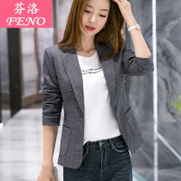 格子西装外套女韩版2018新款春秋修身显瘦长袖休闲气质小西服短款