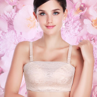 蕾蒂露诗夏季蕾丝裹胸调整型加厚小胸聚拢内衣女抹胸式防走光文胸