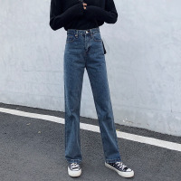 2019夏季新款泫雅高腰宽松坠感阔腿直筒牛仔裤女显瘦薄款拖地长裤