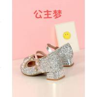 女童皮鞋高跟学生女孩钢琴表演水晶礼服模特走秀演出小公主儿童鞋