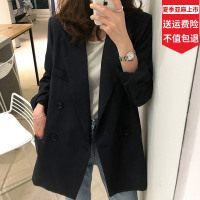西装外套女2019春夏韩版chic黑色宽松上衣休闲薄款亚麻网红小西服