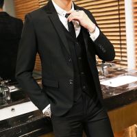 西装套装男修身韩版潮帅气青年夜场小西服休闲外套结婚男士三件套