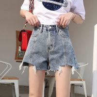 高腰a字不规则宽松阔腿网红牛仔短裤女夏季2019新款韩版泫雅热裤