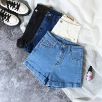 高腰牛仔短裤女夏2019新款韩版百搭弹力修身显瘦卷边a字女裤热裤