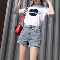 高腰破洞牛仔短裤女夏2019新款韩版宽松显瘦阔腿学生泫雅网红热裤