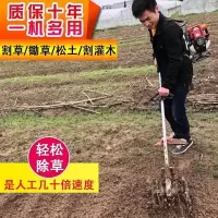  背负式汽油锄地松土除草机大棚果园翻土旋耕机割草机微耕机松土机 大功率4冲背割40件+松土轮