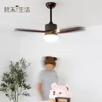北欧带电风扇吊灯简约饭厅卧室灯具家用木吊扇灯客厅 餐厅灯