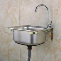 不锈钢简易小单闪电客厨房洗菜盆洗碗池洗手盆水盆水斗套餐带支架