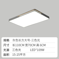 北欧客厅灯简约现代大气卧室灯闪电客2020年新款创意家用大厅吸顶灯 长方大号灰色-110CM-三色光