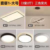 吸顶灯客厅灯简约现代大气轻奢风闪电客2020年新款灯具组合全屋套餐 套餐1大号三色变光