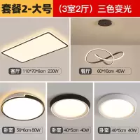吸顶灯客厅灯简约现代大气轻奢风闪电客2020年新款灯具组合全屋套餐 套餐2大号三色变光