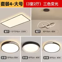吸顶灯客厅灯简约现代大气轻奢风闪电客2020年新款灯具组合全屋套餐 套餐4大号三色变光
