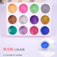 闪粉亮片UV水晶滴胶模具配件 diy手工制作装饰品材料包套装手机壳 12色盒装-珠光粉