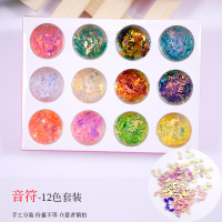 闪粉亮片UV水晶滴胶模具配件 diy手工制作装饰品材料包套装手机壳 12色盒装-音符
