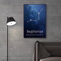 12十二星座客厅装饰画星空挂画沙发背景墙画卧室儿童房有框墙壁画 E款-射手座 90*60黑色简框