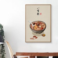 节气食物挂画现代简约饭厅厨房壁画饭店小吃店创意装饰画 F款-八宝粥 75*50单幅价白色简框