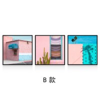 彩色现代简约建筑装饰画工业风办公室客厅挂画北欧餐厅软装墙壁画 B款 60*60整套黑色简框拼套