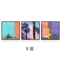 彩色现代简约建筑装饰画工业风办公室客厅挂画北欧餐厅软装墙壁画 D款 40*40整套白色简框拼套