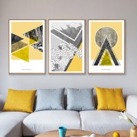 客厅沙发背景墙挂画北欧餐厅卧室壁画现代简约几何图形抽象装饰画 C款 60x90x3整套黑色简框拼套