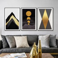 客厅沙发背景墙挂画北欧餐厅卧室壁画现代简约几何图形抽象装饰画 F款 60x90x3整套黑色简框拼套