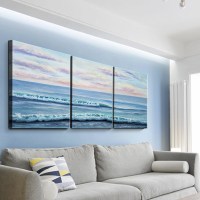 大海海边海湾风光挂画客厅沙发背景墙画家居时尚装饰画简约现代画 C款 50*75整套38mm厚度内框拼套