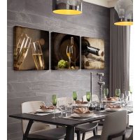 现代简约西餐厅水果装饰画唯美无框画饭厅壁画红酒自助餐挂画墙画 A款 60x60x3整套38mm厚度拼套