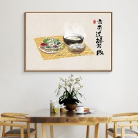 中国特色美食挂画餐馆菜色墙面壁画餐厅甜品店小食装饰画 B款-云南过桥米线 60x90单幅价黑色简框