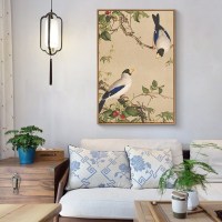 客厅装饰画中国风花鸟挂画沙发背景墙壁画书房单联画 A款-双喜樱桃 60x90单幅33mm(原木色框)