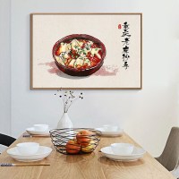 中国地道美食画餐厅墙面壁画特色小吃店装饰画碳烧店挂画 B款-重庆老麻抄手 60x90单幅白色简框