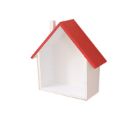 美式乡村彩色小房子儿童房间卧室墙上装饰品壁挂置物架隔板墙壁饰 红色多彩小房子