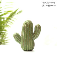 北欧风简约绿色仙人掌柱子仿真植物盆景客厅房间创意装饰品小摆件 浅绿色TC-102仙人柱小
