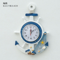 ins创意海洋木质船锚舵手装饰挂钟时钟儿童房卧室家居壁饰挂件钟 纯白海鸥挂钟 其他
