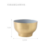 春夏季折扣特惠产品 3件5折 拍下 摆件/花器/绿植等 金属拉丝碗-亚灰色内壁